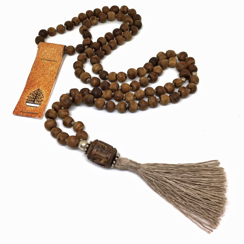 Sadhu Mala 108 Tulasi Tulsi beads with Radhe Guru and tassel