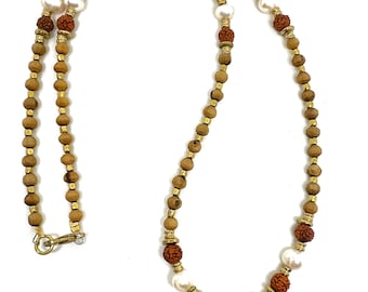 Sudevi Kavatcha , Tulasi Tulsi necklace with Brass and Gemstones