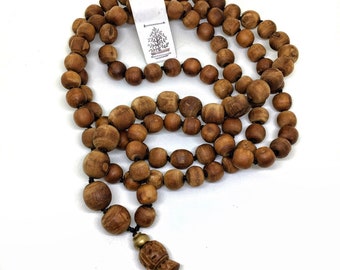 Japa Mala 108 Tulasi / Tulsi beads with carved Radhe Guru bead