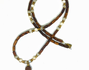 Mora Moonstone/Pearl small brass Peacock pendant Tulasi Tulsi necklace