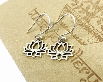 Mini Lotus Sterling Silver Earrings