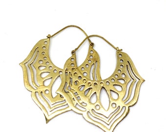 Brass Earrings brass lace hoops