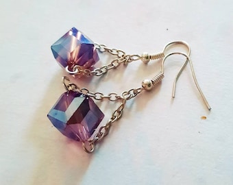 Dangle earrings with sterling silver jasseron and crystal