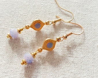 Unique earrings with lilac crystal and bohemian spacer