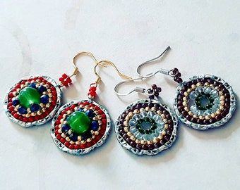 Mandala earrings silver or gold