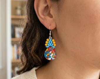 Unique earrings with handcrafted Picasso drops