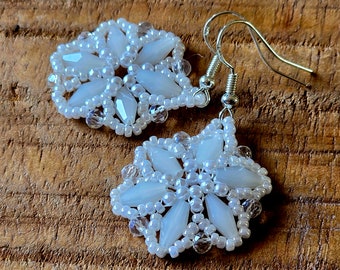 earrings oil turquoise crystal seedbeads and pearl of aquamarine