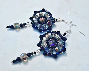 Boucles d'oreilles mandala avec perles holographiques boucles d'oreilles uniques de différentes couleurs