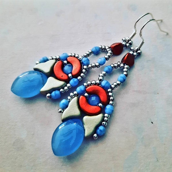 Boucles d'oreilles aztèques argent turquoise and buy