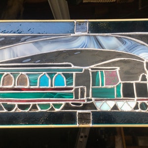 Handcrafted Stained Glass Train Panel: Whimsical Window Art (8" X 16 ...