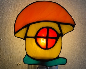 Handcrafted Stained Glass Mushroom Nightlight - Whimsical Home Decor