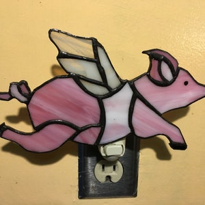 Flying Pig Stained Glass Nightlight - Free shipping