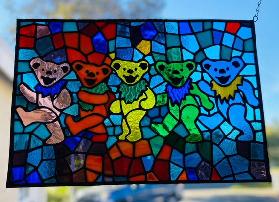 Grateful Dead Dancing Bears Stained Glass Panel-original Pattern