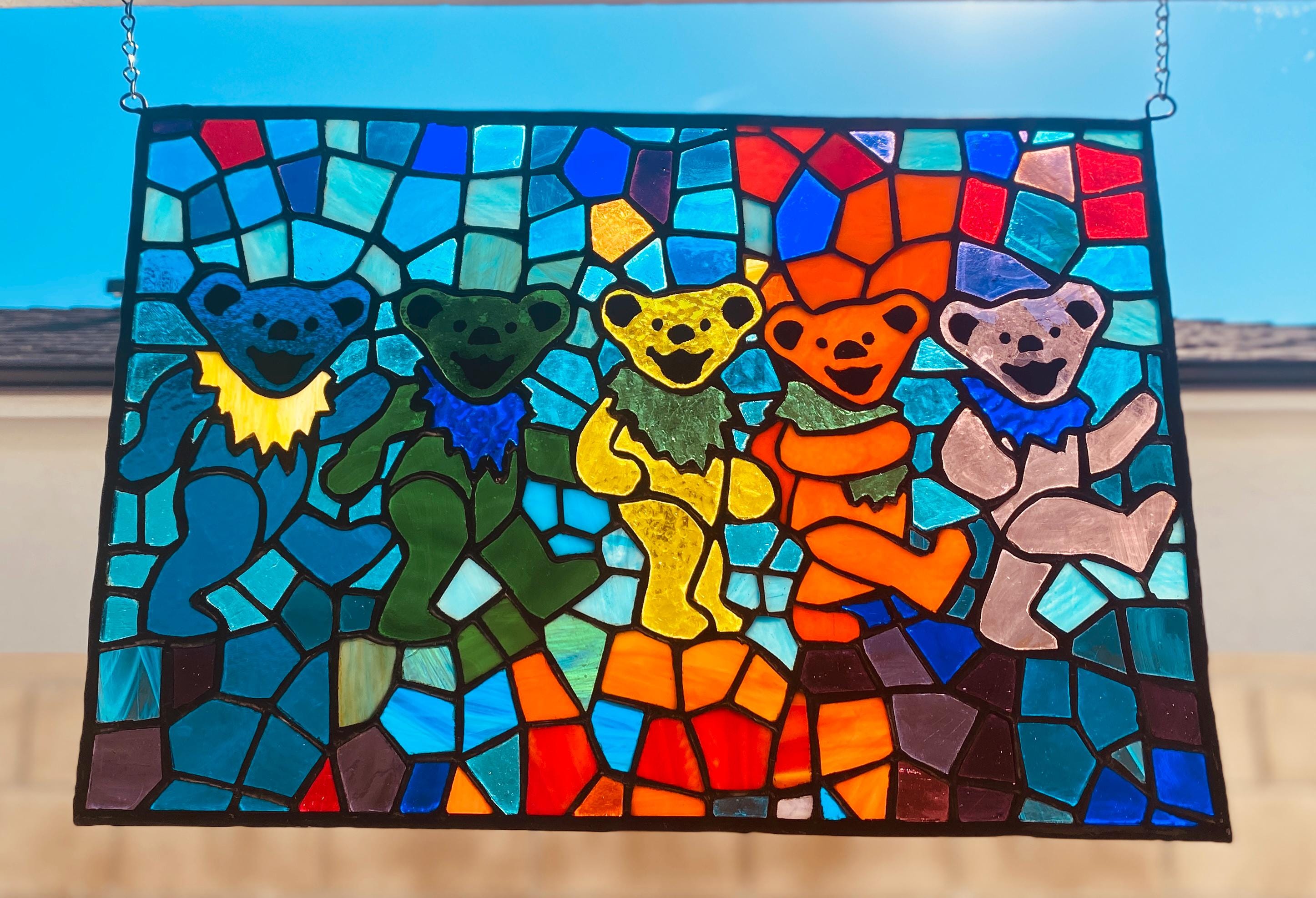 Grateful Dead Dancing Bears Stained Glass Panel-original Pattern