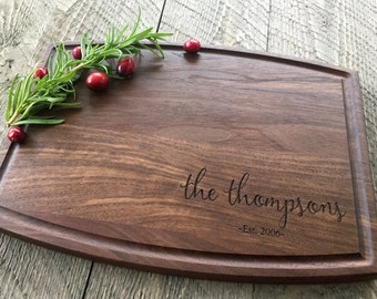 Custom Cutting Board, Personalized Cutting Board, Engraved Cutting Board, Christmas Gift, Wedding Gift, Walnut, Maple