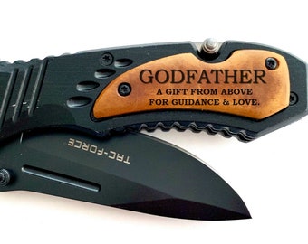 Godfather Gift, Gift for Godfather, Engraved Knife, Personalized Knife, Pocket Knife, Baptism Gift, Custom Knife