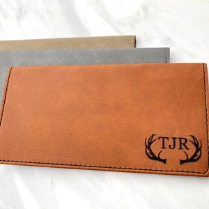Cubierta de chequera para hombres, Regalo para él, Billetera de chequera personalizada, Cubierta de chequera personalizada, Chequera personalizada, Regalo de caza