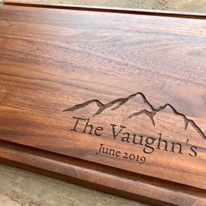 Cutting Board Personalized, Wedding Gift, Mountains, Outdoor, Custom wedding Gift, Outdoor lovers Gift image 1