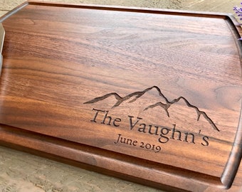 Cutting Board Personalized, Wedding Gift, Mountains, Outdoor, Custom wedding Gift, Outdoor lovers Gift