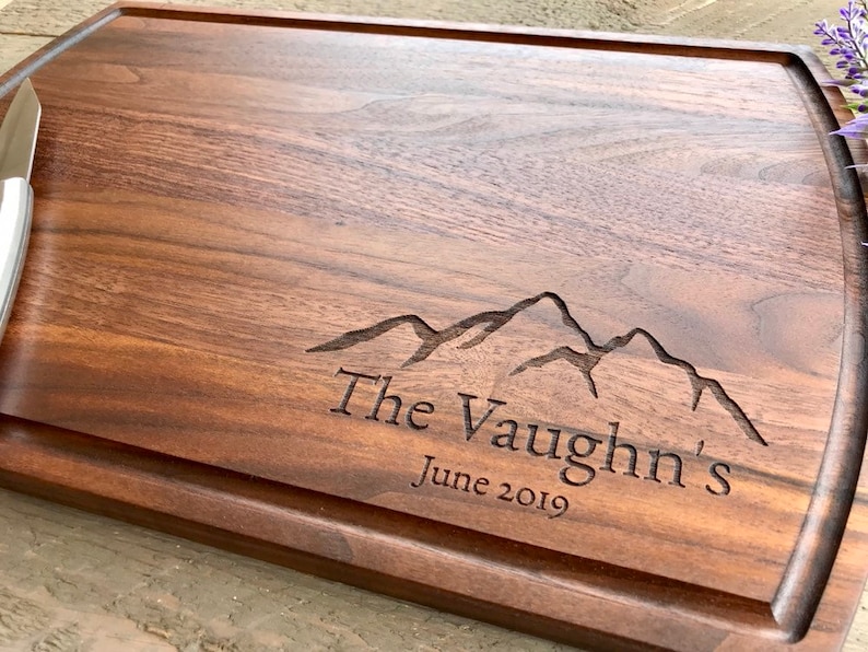 Cutting Board Personalized, Wedding Gift, Mountains, Outdoor, Custom wedding Gift, Outdoor lovers Gift image 1