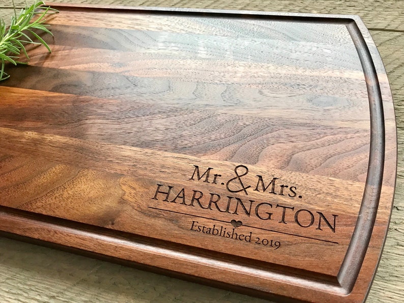 Cutting Board, Wedding Gift, Personalized cutting board, engagement gift, anniversary gift, Last name, Walnut wood image 1