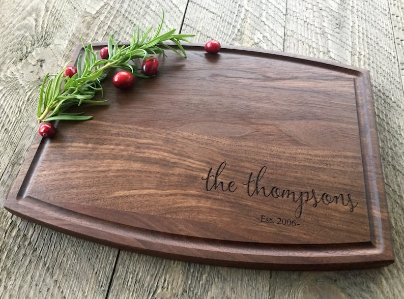 Custom Cutting Board, Personalized Cutting Board, Engraved Cutting Board, Christmas Gift, Wedding Gift, Walnut, Maple image 7