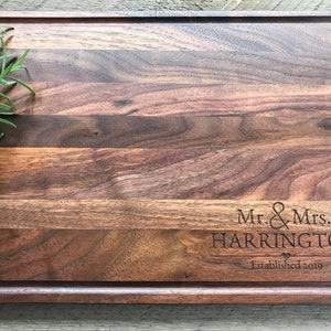 Cutting Board, Wedding Gift, Personalized cutting board, engagement gift, anniversary gift, Last name, Walnut wood image 5