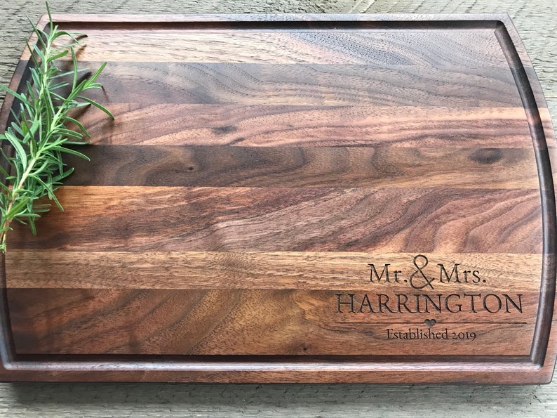 Cutting Board, Wedding Gift, Personalized cutting board, engagement gift, anniversary gift, Last name, Walnut wood image 5