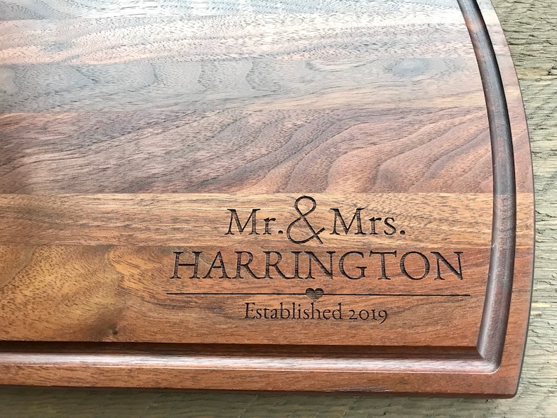 Cutting Board, Wedding Gift, Personalized cutting board, engagement gift, anniversary gift, Last name, Walnut wood image 2