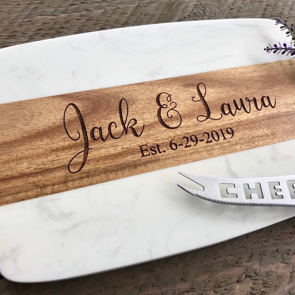 Cheese board, Personalized Wedding Gift, Anniversary Gift, Marble Cheese Board, cheese knife