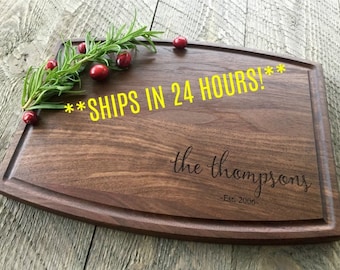 Custom Cutting Board, Personalized Cutting Board, Engraved Cutting Board, Christmas Gift, Wedding Gift, Walnut, Maple