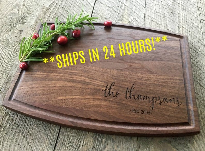 Custom Cutting Board, Personalized Cutting Board, Engraved Cutting Board, Christmas Gift, Wedding Gift, Walnut, Maple image 1