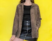 Vintage 90s Brown Leopard Cheetah Print Collared Zipper Jacket