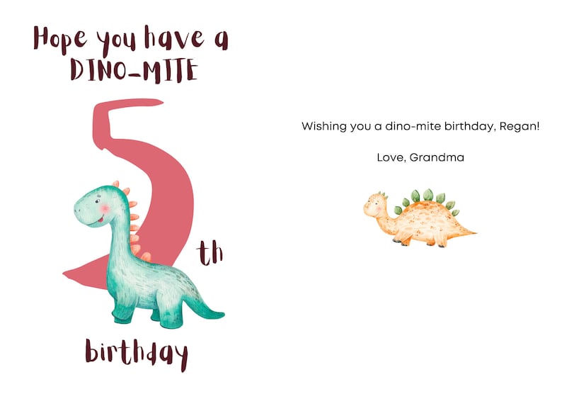 Birthday Card Digital Template 1 Year Old 2 3 4 5 6 7 Etsy