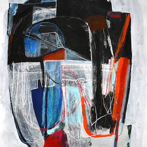 Abstract Painting on Paper, Original Art, “Resistance”, 18″ x 24″, acrylic on paper.