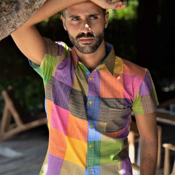 TOULOUSE Men's Shirt - colourful, squares, dress shirt, unique