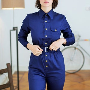 Designer JumpSuit, Navy Blue Jumpsuit, Elegant Jumpsuit, Womens Overalls, Unique image 5