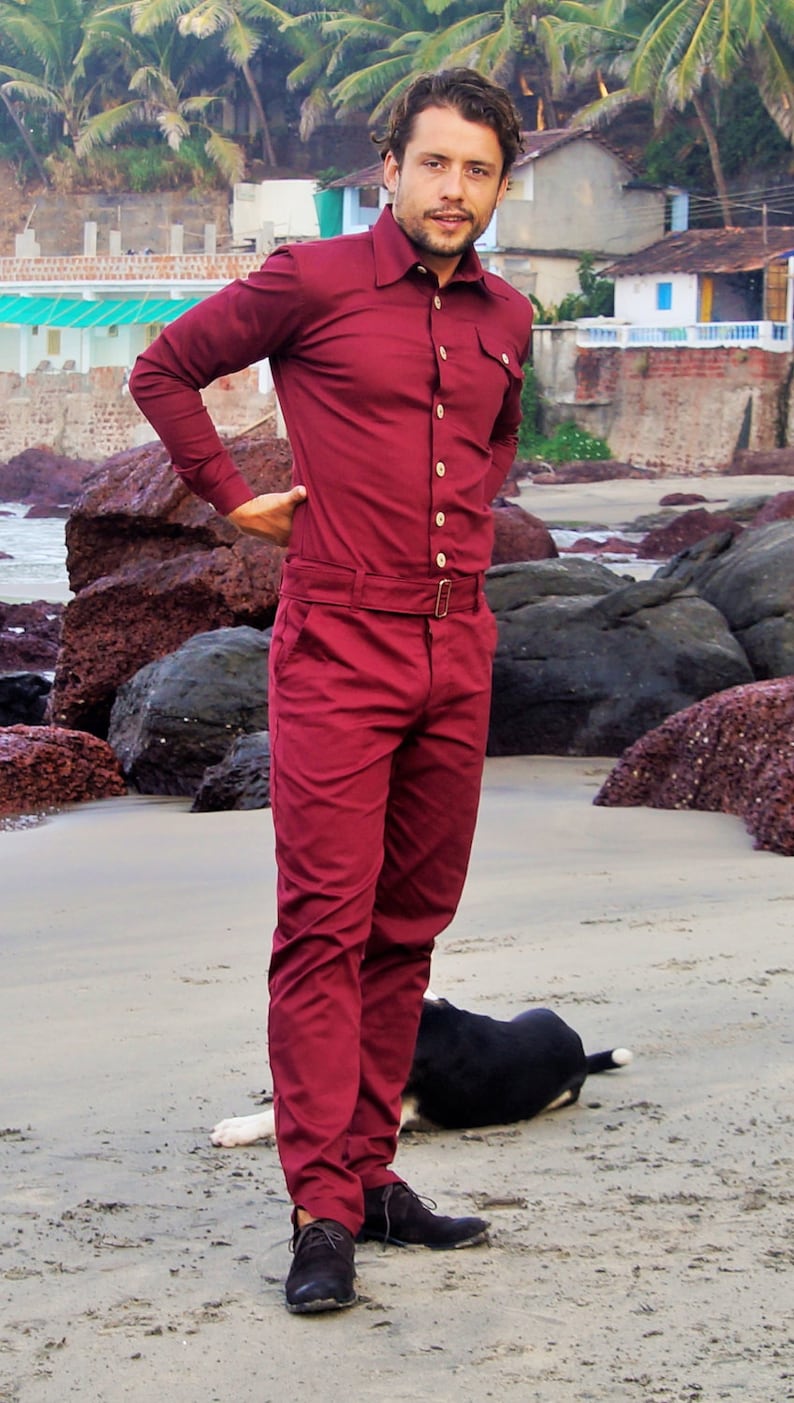 BERLIN Maroon Red Jumpsuit for Men Designer Jumpsuit Etsy