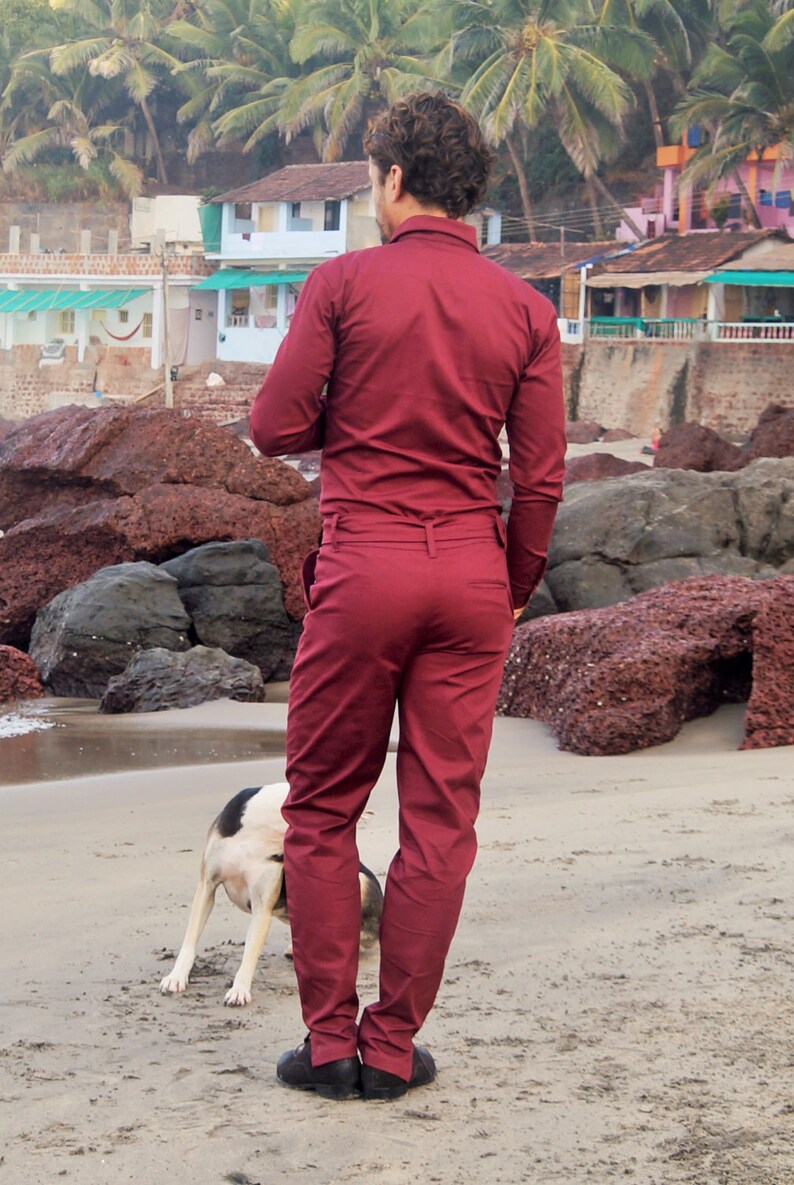 BERLIN Maroon Red Jumpsuit for Men Designer Jumpsuit Etsy