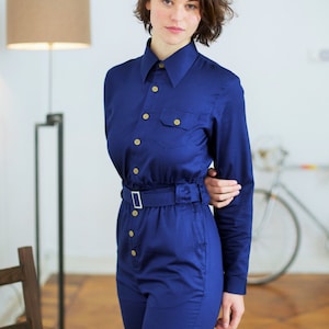 Designer JumpSuit, Navy Blue Jumpsuit, Elegant Jumpsuit, Womens Overalls, Unique image 1