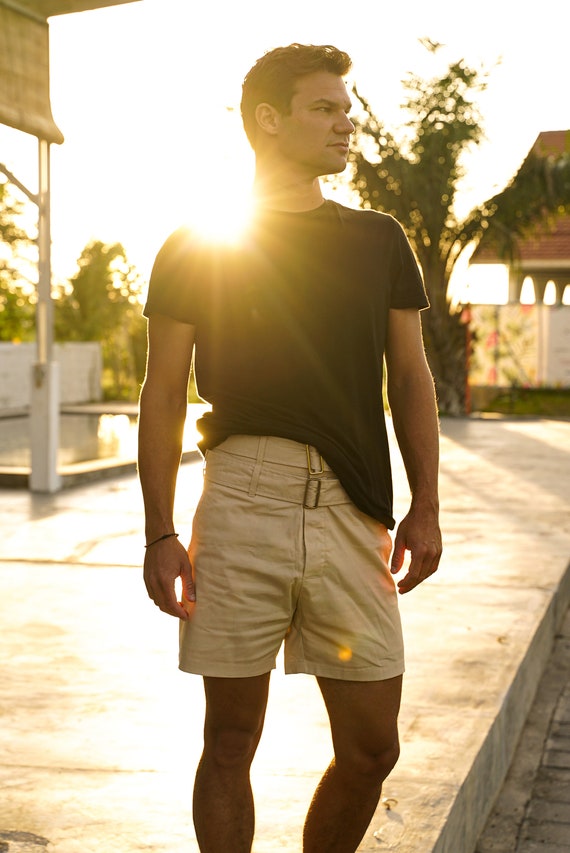 High waisted shorts tan discount