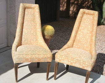 Pair of High Back Hollywood Regency MCM Chairs