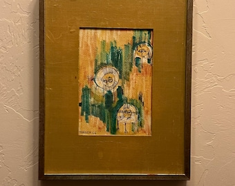 Original 1966 Mid-Century Modern Surrealist Painting – Signed Mixed Media Watercolor & Ink Whimsical Creature Art