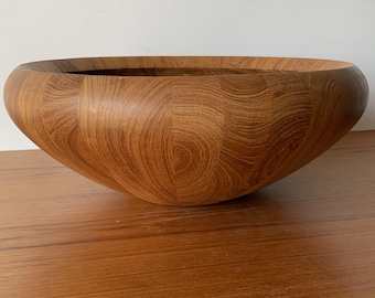 Jens H. Quistgaard for Dansk International Large Stave Teak Serving Salad Bowl Thailand, 1960s