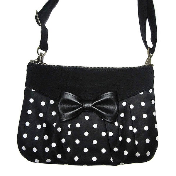 Sophisticated Rectangular Purse With Dotted Pattern - Black