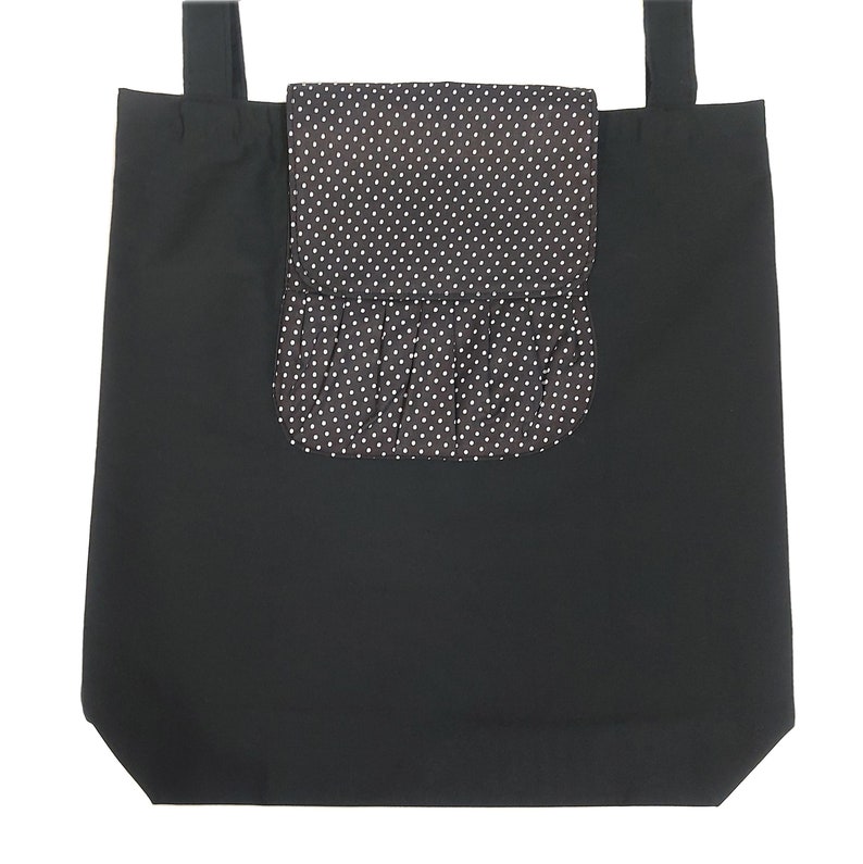 Foldable reusable bags with pocket, several color choices. Zero waste. Commission bag, groceries. Washable. Rockabilly tote bag. Small dots/pois