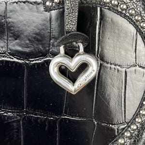 Vintage Y2K Brighton Purse Black Studded Heart Shoulder Bag Slouchy Charm immagine 5