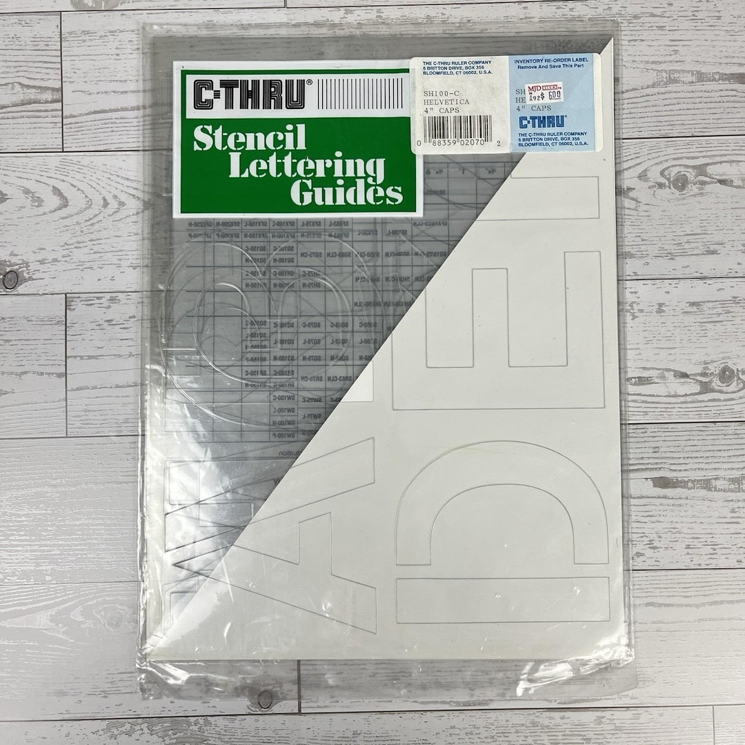 Vintage 90's C-THRU Stencil Lettering Guides HELVETICA 4