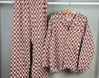 Vintage 60s Hanes Sanforized Pajama 2-pc Set Mens C (Large) 100% Cotton