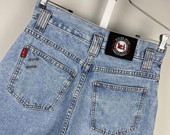 Vintage 90s L.E.I. Denim Cutoff Jean Shorts Juniors 9 High Rise USA 29" Waist